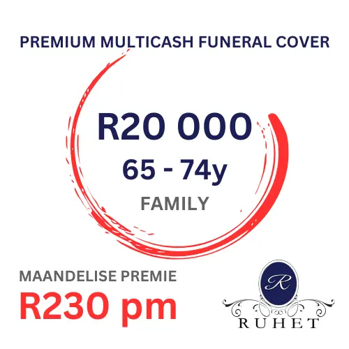 FAMILY [65 - 74y] - PREMIUM MULTICASH FUNERAL COVER - R20 000